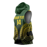 Custom Avaiki Cook Islands Rugby Sleeveless Hoodie Kuki Airani Tatau Black LT14 - Polynesian Pride