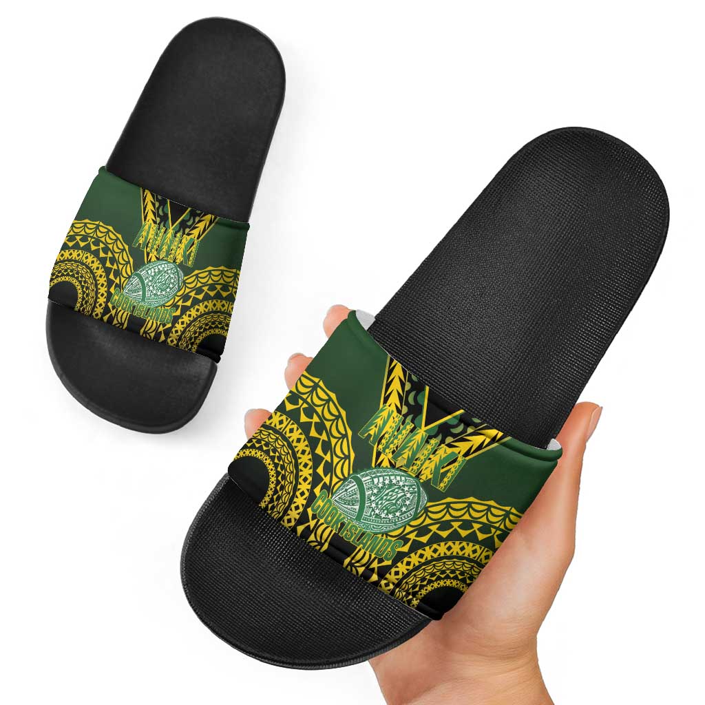 Avaiki Cook Islands Rugby Slide Sandals Kuki Airani Tatau Black LT14 - Polynesian Pride
