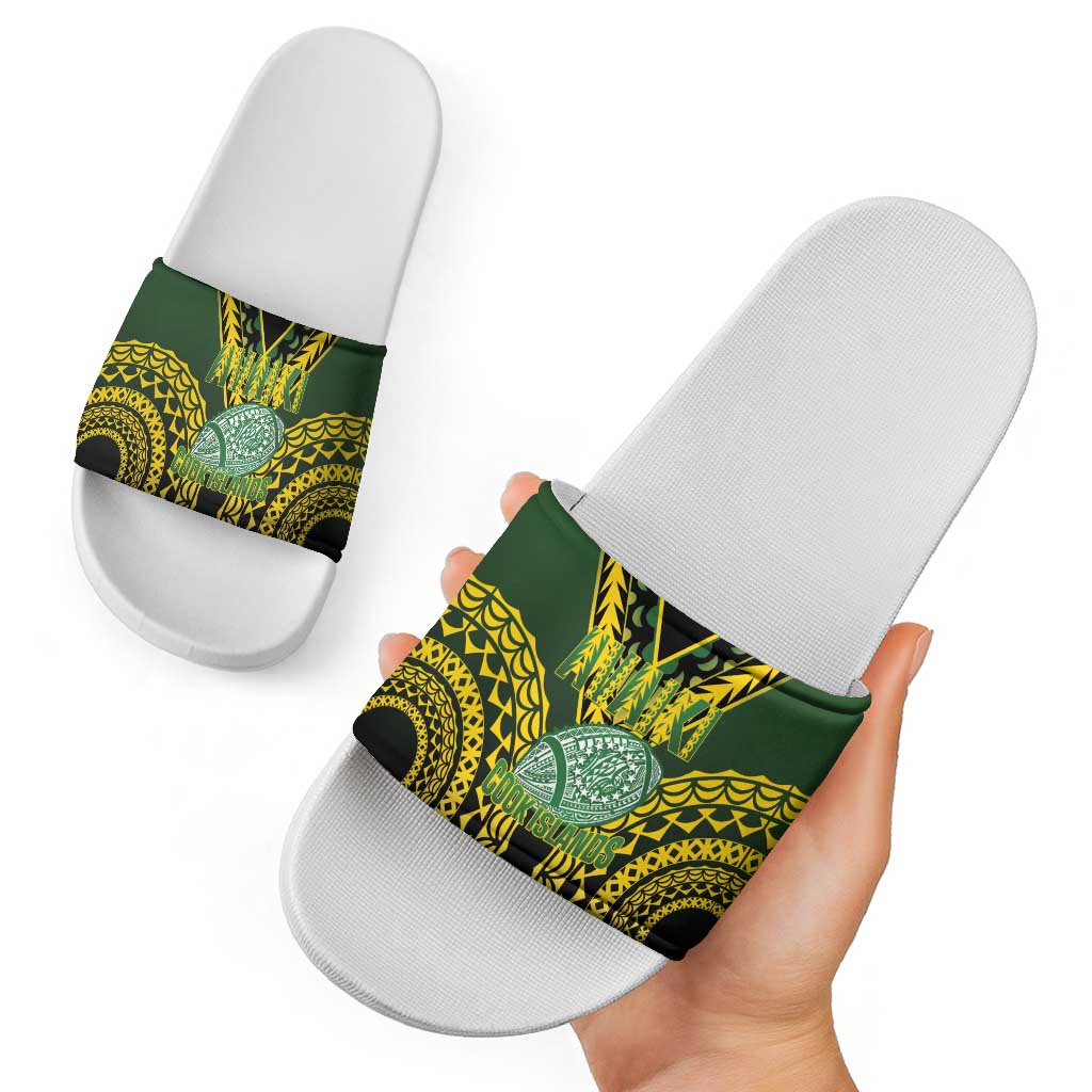 Avaiki Cook Islands Rugby Slide Sandals Kuki Airani Tatau Black LT14 - Polynesian Pride