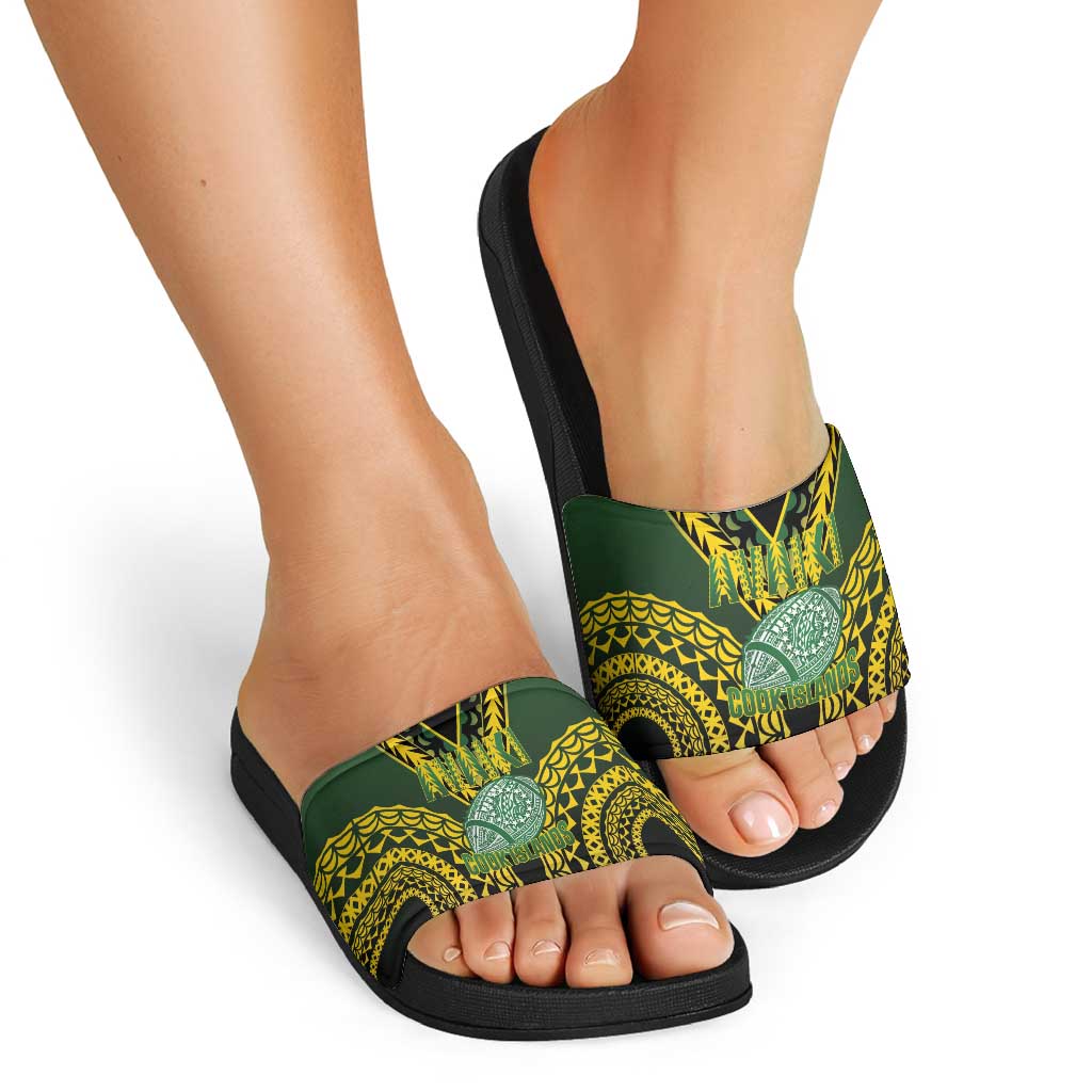 Avaiki Cook Islands Rugby Slide Sandals Kuki Airani Tatau Black LT14 - Polynesian Pride