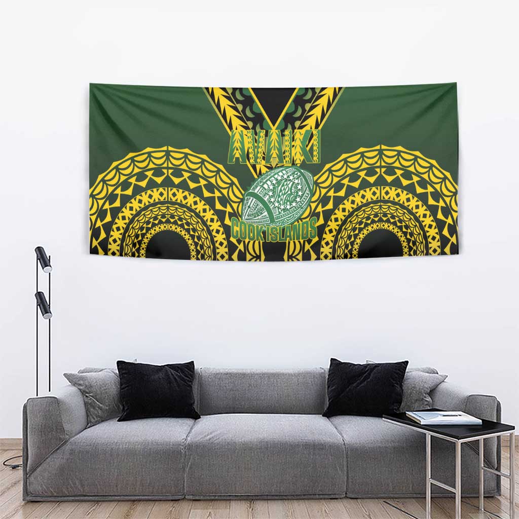 Avaiki Cook Islands Rugby Tapestry Kuki Airani Tatau Black - Polynesian Pride