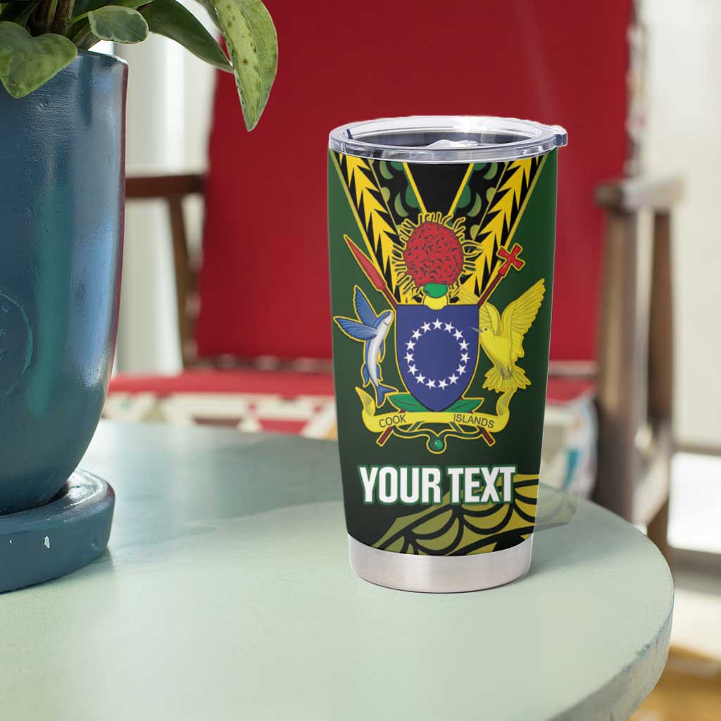 Custom Avaiki Cook Islands Rugby Tumbler Cup Kuki Airani Tatau Black - Polynesian Pride