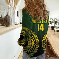 Custom Avaiki Cook Islands Rugby Women Casual Shirt Kuki Airani Tatau Black LT14 - Polynesian Pride