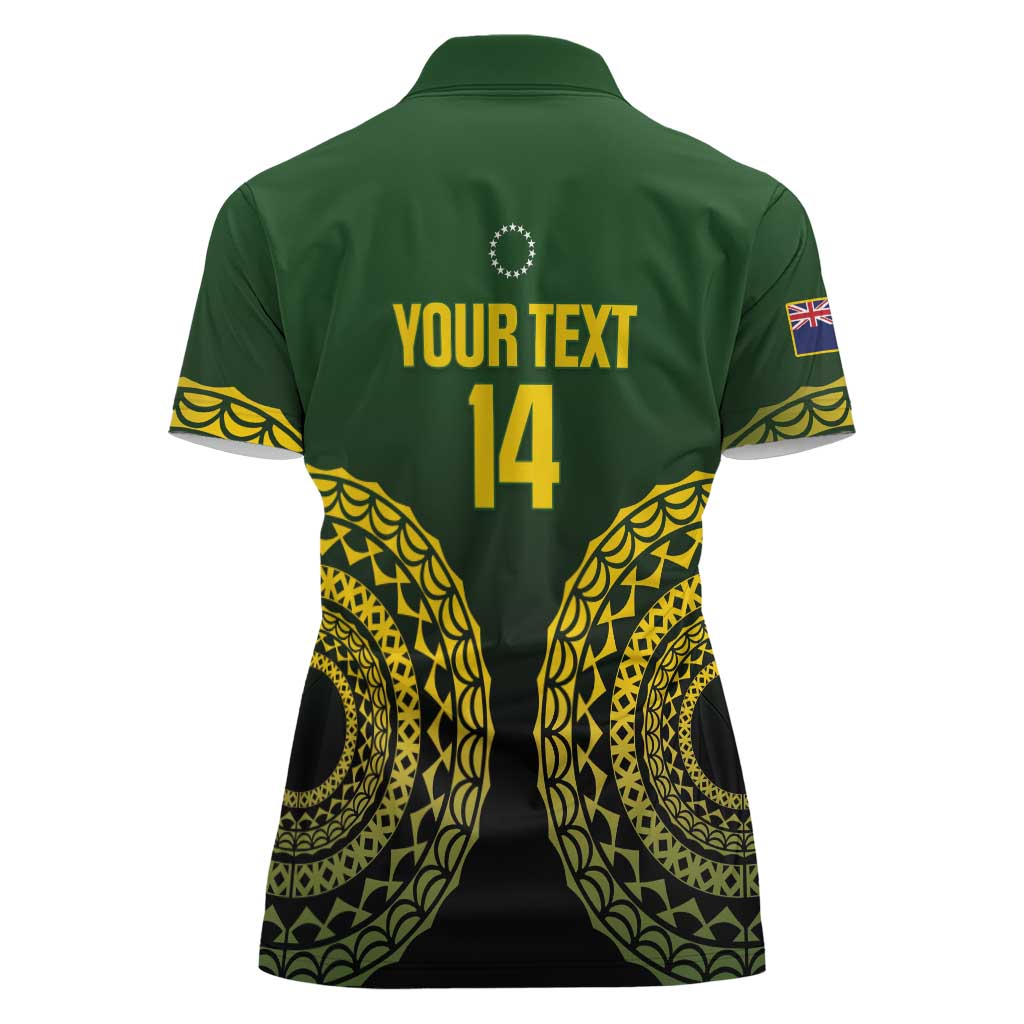 Custom Avaiki Cook Islands Rugby Women Polo Shirt Kuki Airani Tatau Black LT14 - Polynesian Pride