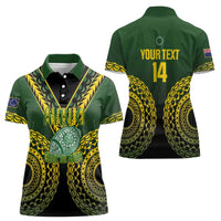 Custom Avaiki Cook Islands Rugby Women Polo Shirt Kuki Airani Tatau Black LT14 - Polynesian Pride