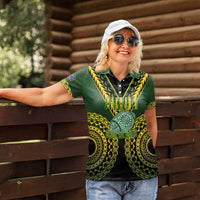 Custom Avaiki Cook Islands Rugby Women Polo Shirt Kuki Airani Tatau Black LT14 - Polynesian Pride