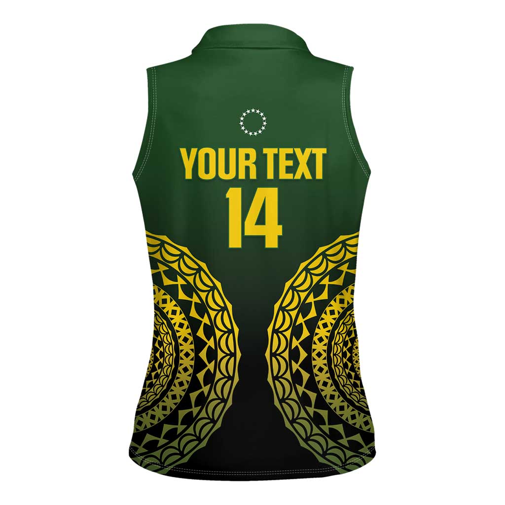 Custom Avaiki Cook Islands Rugby Women Sleeveless Polo Shirt Kuki Airani Tatau Black LT14 - Polynesian Pride