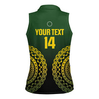 Custom Avaiki Cook Islands Rugby Women Sleeveless Polo Shirt Kuki Airani Tatau Black LT14 - Polynesian Pride
