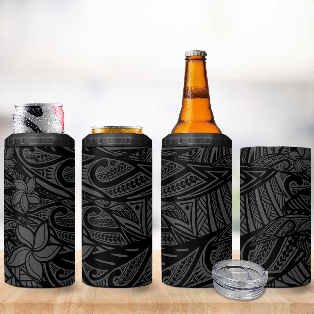 Polynesia 4 in 1 Can Cooler Tumbler Polynesian Pattern Mix Plumeria Black LT14 - Polynesian Pride