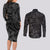 Polynesia Couples Matching Long Sleeve Bodycon Dress and Long Sleeve Button Shirt Polynesian Pattern Mix Plumeria Black LT14 - Polynesian Pride