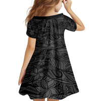 Polynesia Kid Short Sleeve Dress Polynesian Pattern Mix Plumeria Black LT14 - Polynesian Pride