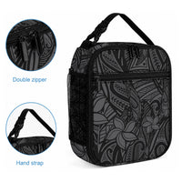 Polynesia Lunch Bag Polynesian Pattern Mix Plumeria Black