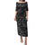 Polynesia Puletasi Polynesian Pattern Mix Plumeria Black LT14 Long Dress Black - Polynesian Pride