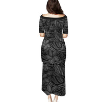 Polynesia Puletasi Polynesian Pattern Mix Plumeria Black LT14 - Polynesian Pride