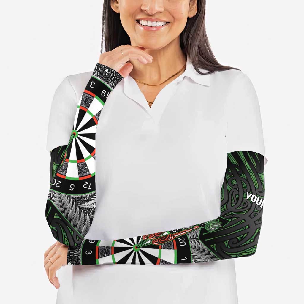 Personalised New Zealand Darts Arm Sleeves Dartboard Maori Fern Puhoro Art LT14 - Polynesian Pride