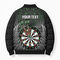 Personalised New Zealand Darts Bomber Puffer Jacket Dartboard Maori Fern Puhoro Art - Polynesian Pride