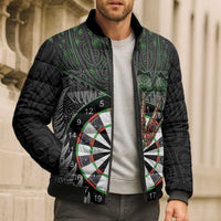 Personalised New Zealand Darts Bomber Puffer Jacket Dartboard Maori Fern Puhoro Art - Polynesian Pride