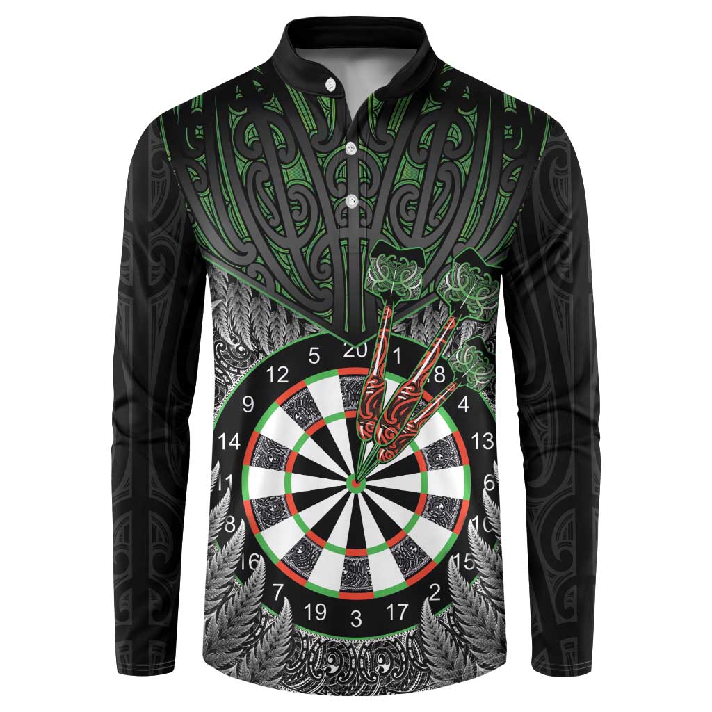 Personalised New Zealand Darts Button Sweatshirt Dartboard Maori Fern Puhoro Art