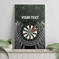 Personalised New Zealand Darts Canvas Wall Art Dartboard Maori Fern Puhoro Art