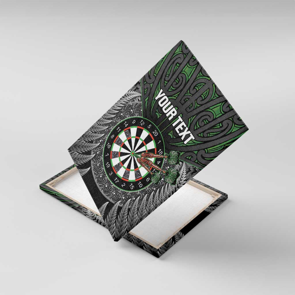 Personalised New Zealand Darts Canvas Wall Art Dartboard Maori Fern Puhoro Art