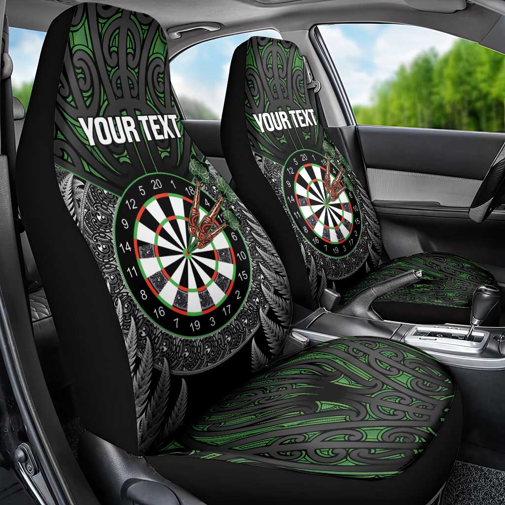Personalised New Zealand Darts Car Seat Cover Dartboard Maori Fern Puhoro Art