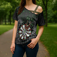 Personalised New Zealand Darts Cross Shoulder Shirt Dartboard Maori Fern Puhoro Art - Polynesian Pride