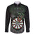 Personalised New Zealand Darts Family Matching Long Sleeve Bodycon Dress and Hawaiian Shirt Dartboard Maori Fern Puhoro Art