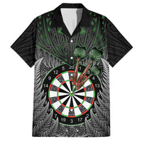 Personalised New Zealand Darts Family Matching Off Shoulder Maxi Dress and Hawaiian Shirt Dartboard Maori Fern Puhoro Art