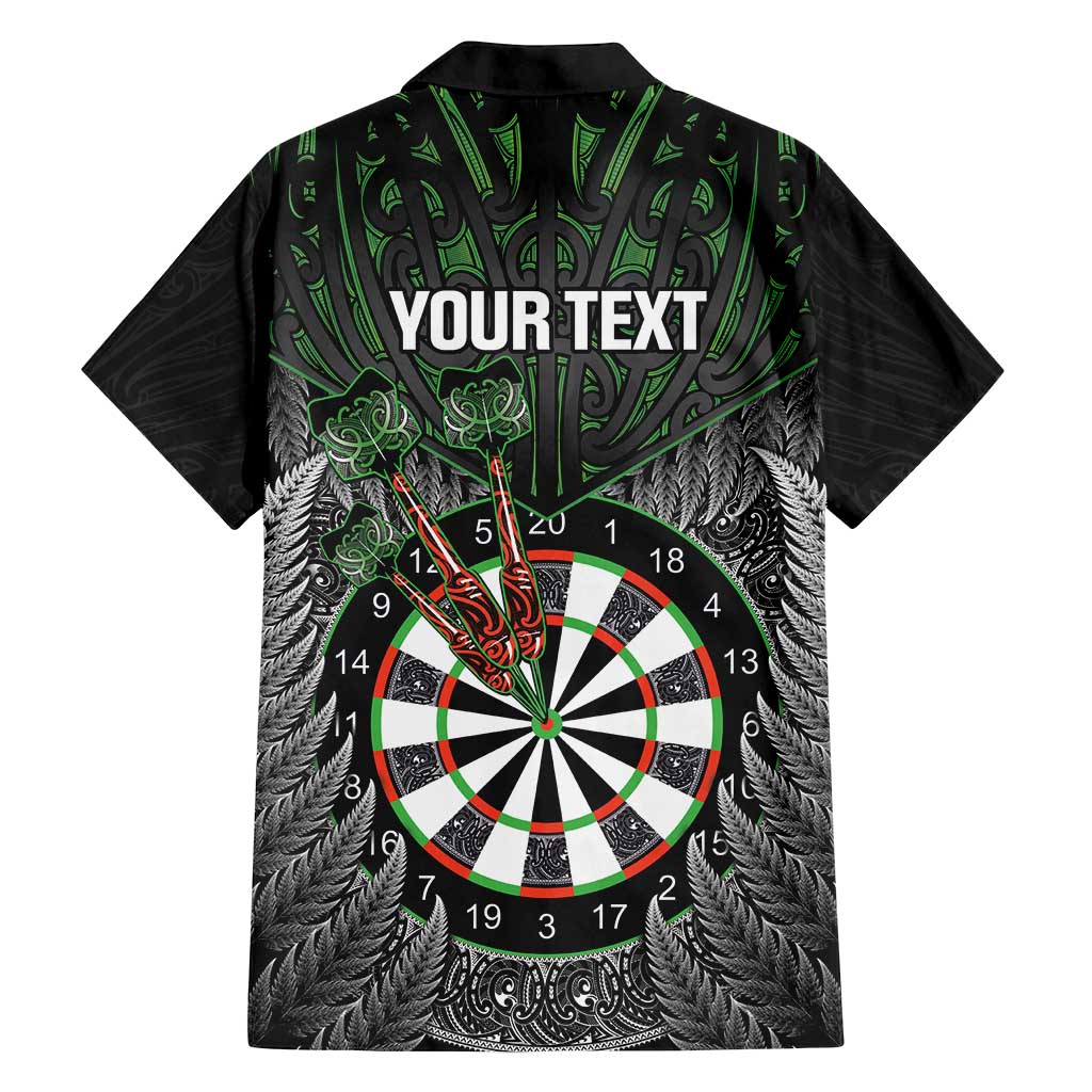 Personalised New Zealand Darts Family Matching Off Shoulder Maxi Dress and Hawaiian Shirt Dartboard Maori Fern Puhoro Art