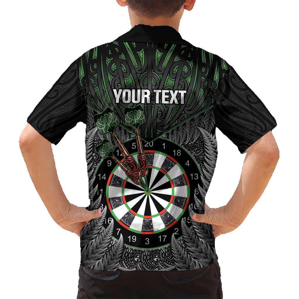 Personalised New Zealand Darts Family Matching Tank Maxi Dress and Hawaiian Shirt Dartboard Maori Fern Puhoro Art
