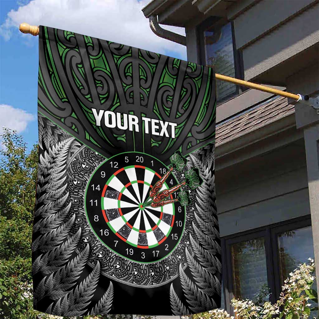 Personalised New Zealand Darts Garden Flag Dartboard Maori Fern Puhoro Art