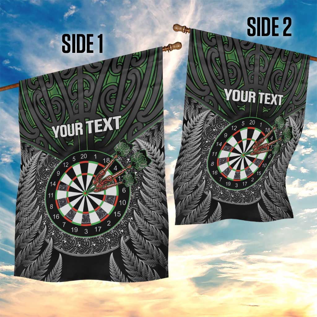 Personalised New Zealand Darts Garden Flag Dartboard Maori Fern Puhoro Art