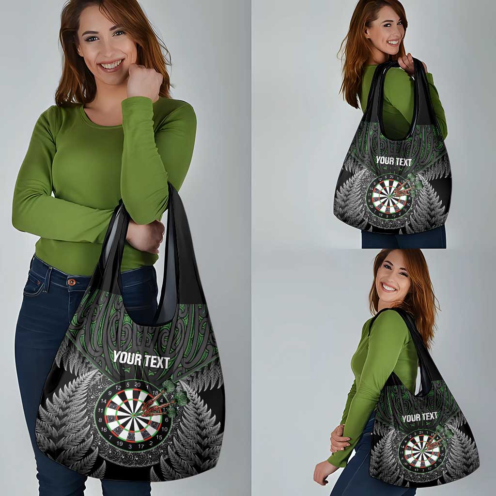 Personalised New Zealand Darts Grocery Bag Dartboard Maori Fern Puhoro Art