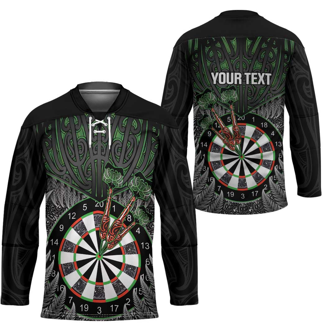 Personalised New Zealand Darts Hockey Jersey Dartboard Maori Fern Puhoro Art LT14 - Polynesian Pride
