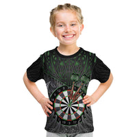 Personalised New Zealand Darts Kid T Shirt Dartboard Maori Fern Puhoro Art