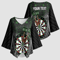 Personalised New Zealand Darts Kimono Sleeve Blouse Dartboard Maori Fern Puhoro Art LT14 - Polynesian Pride