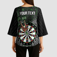Personalised New Zealand Darts Kimono Sleeve Blouse Dartboard Maori Fern Puhoro Art LT14 - Polynesian Pride