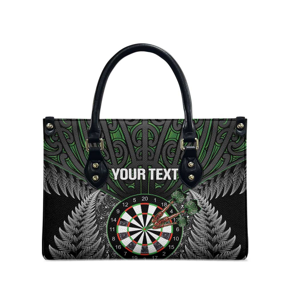 Personalised New Zealand Darts Leather Bag Dartboard Maori Fern Puhoro Art - Polynesian Pride