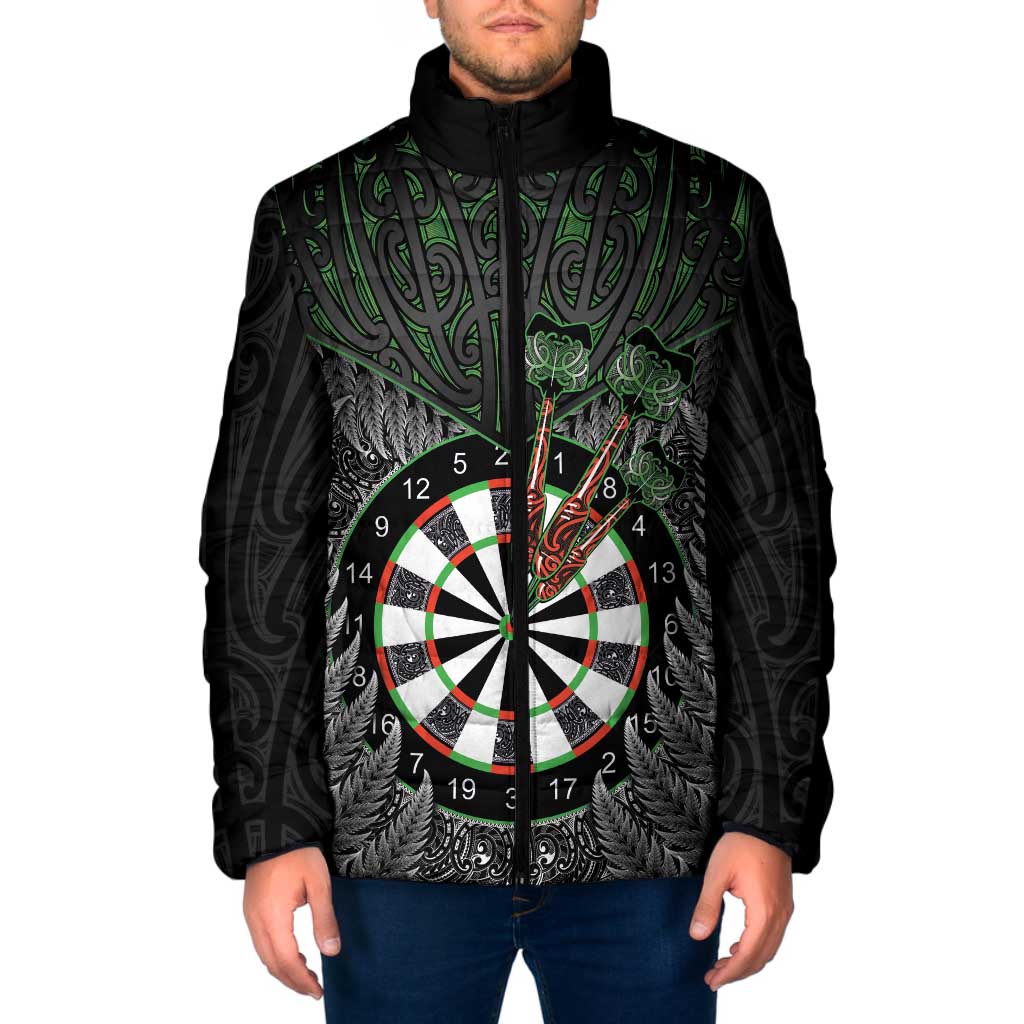 Personalised New Zealand Darts Padded Jacket Dartboard Maori Fern Puhoro Art - Polynesian Pride