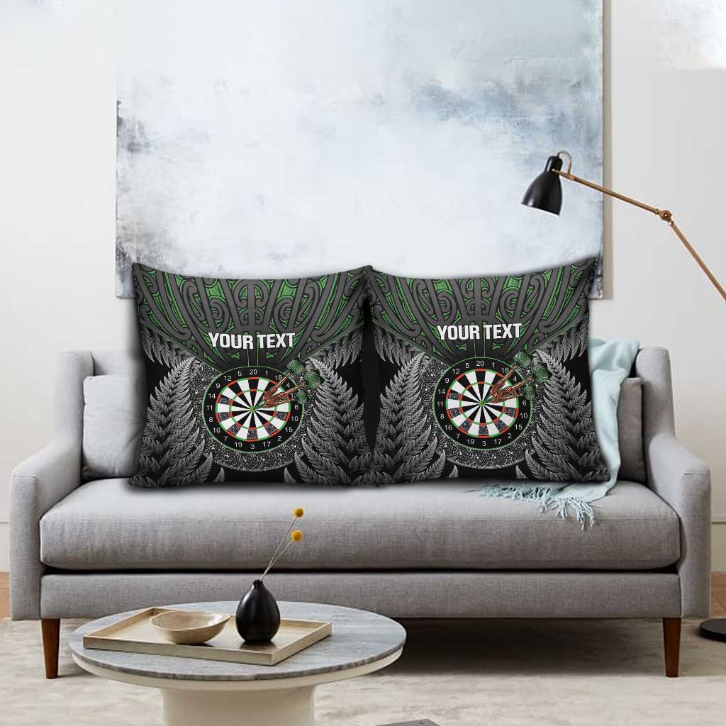 Personalised New Zealand Darts Pillow Cover Dartboard Maori Fern Puhoro Art LT14 - Polynesian Pride