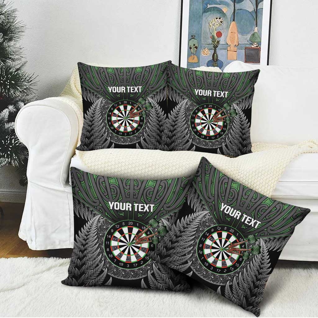 Personalised New Zealand Darts Pillow Cover Dartboard Maori Fern Puhoro Art LT14 - Polynesian Pride
