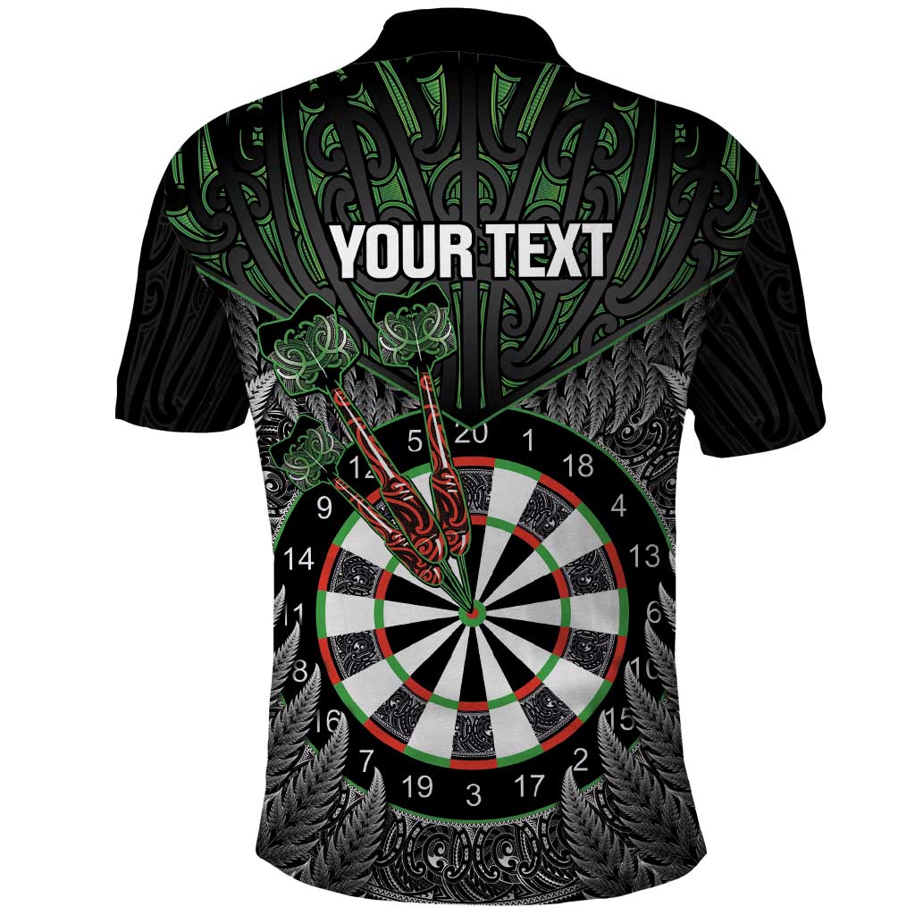 Personalised New Zealand Darts Polo Shirt Dartboard Maori Fern Puhoro Art