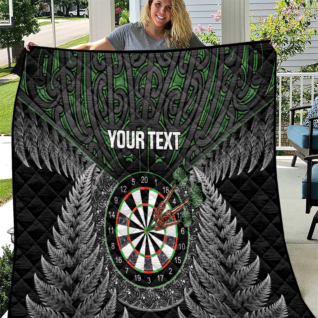 Personalised New Zealand Darts Quilt Dartboard Maori Fern Puhoro Art