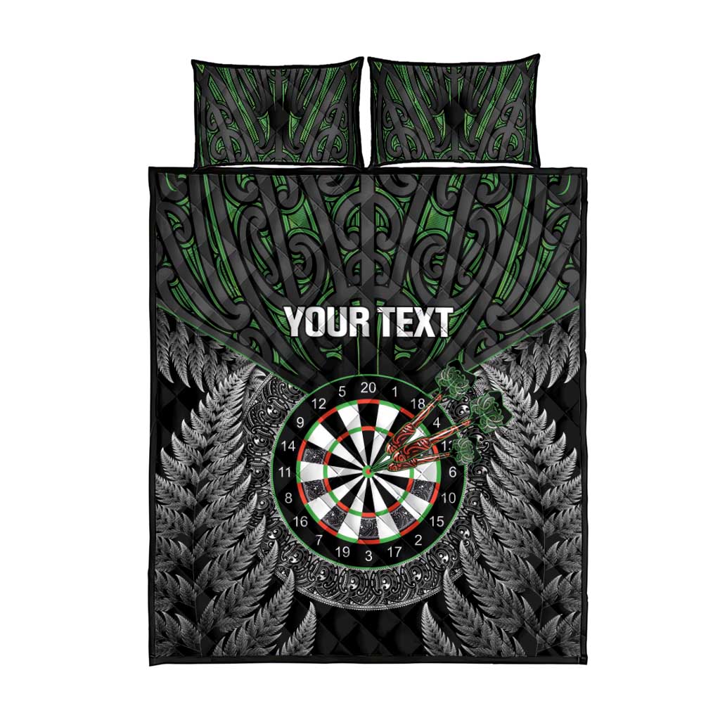Personalised New Zealand Darts Quilt Bed Set Dartboard Maori Fern Puhoro Art