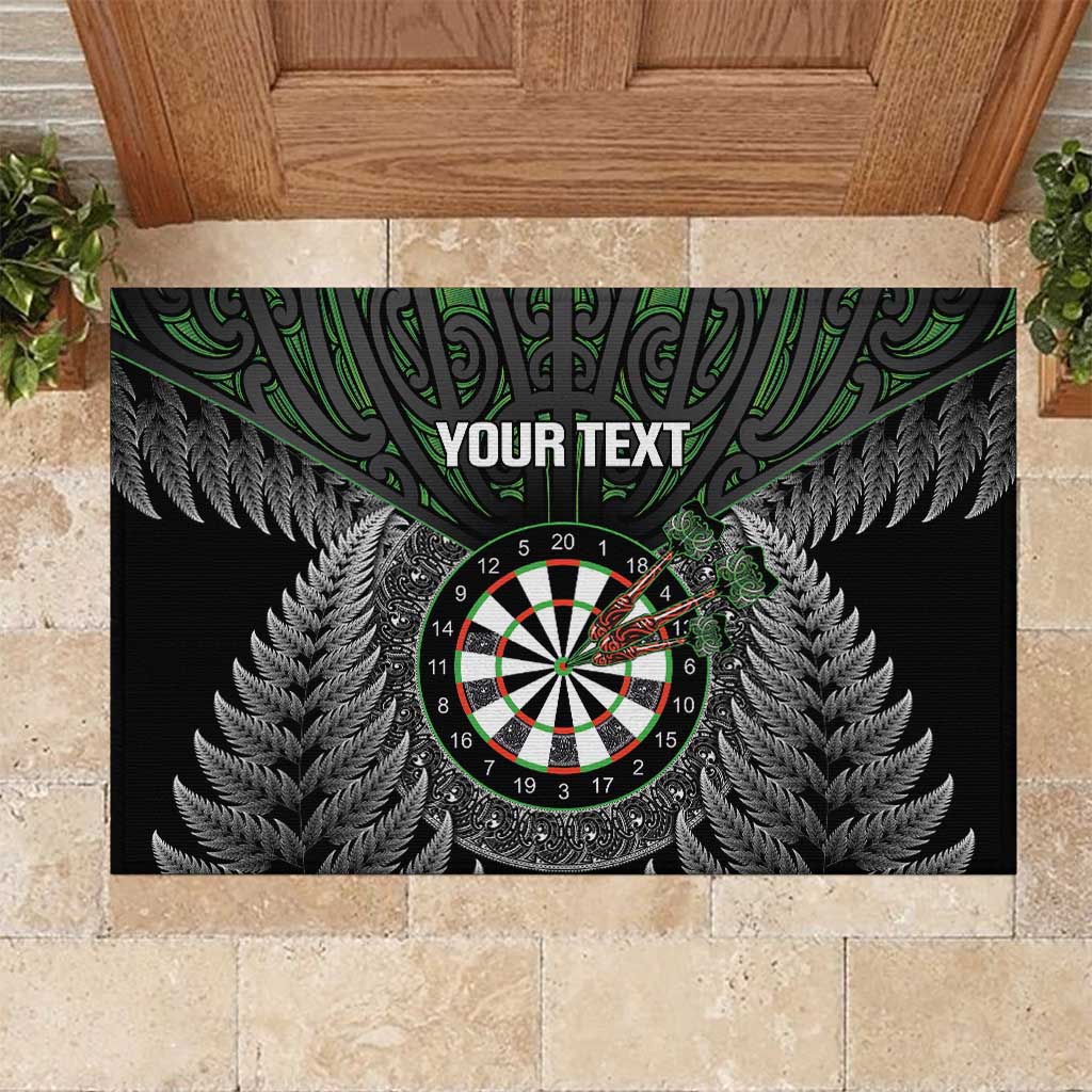 Personalised New Zealand Darts Rubber Doormat Dartboard Maori Fern Puhoro Art