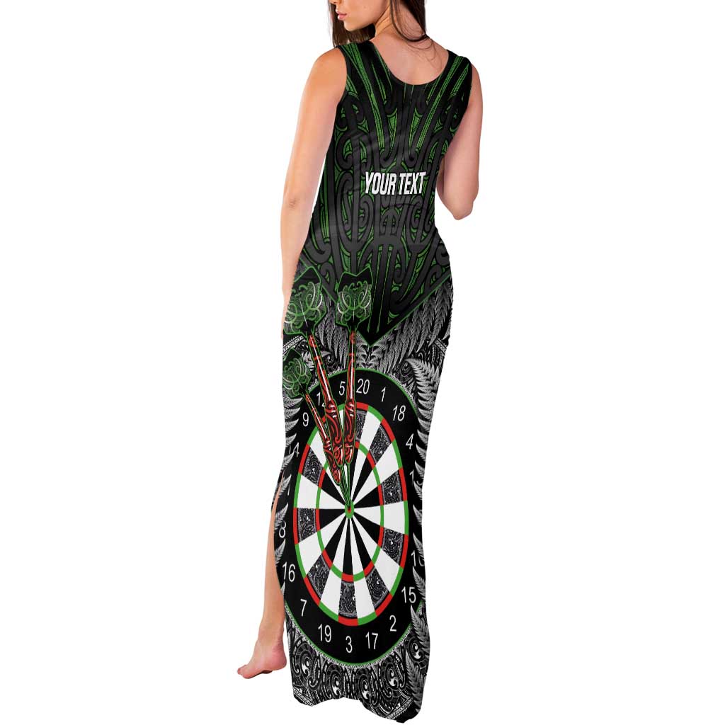 Personalised New Zealand Darts Tank Maxi Dress Dartboard Maori Fern Puhoro Art