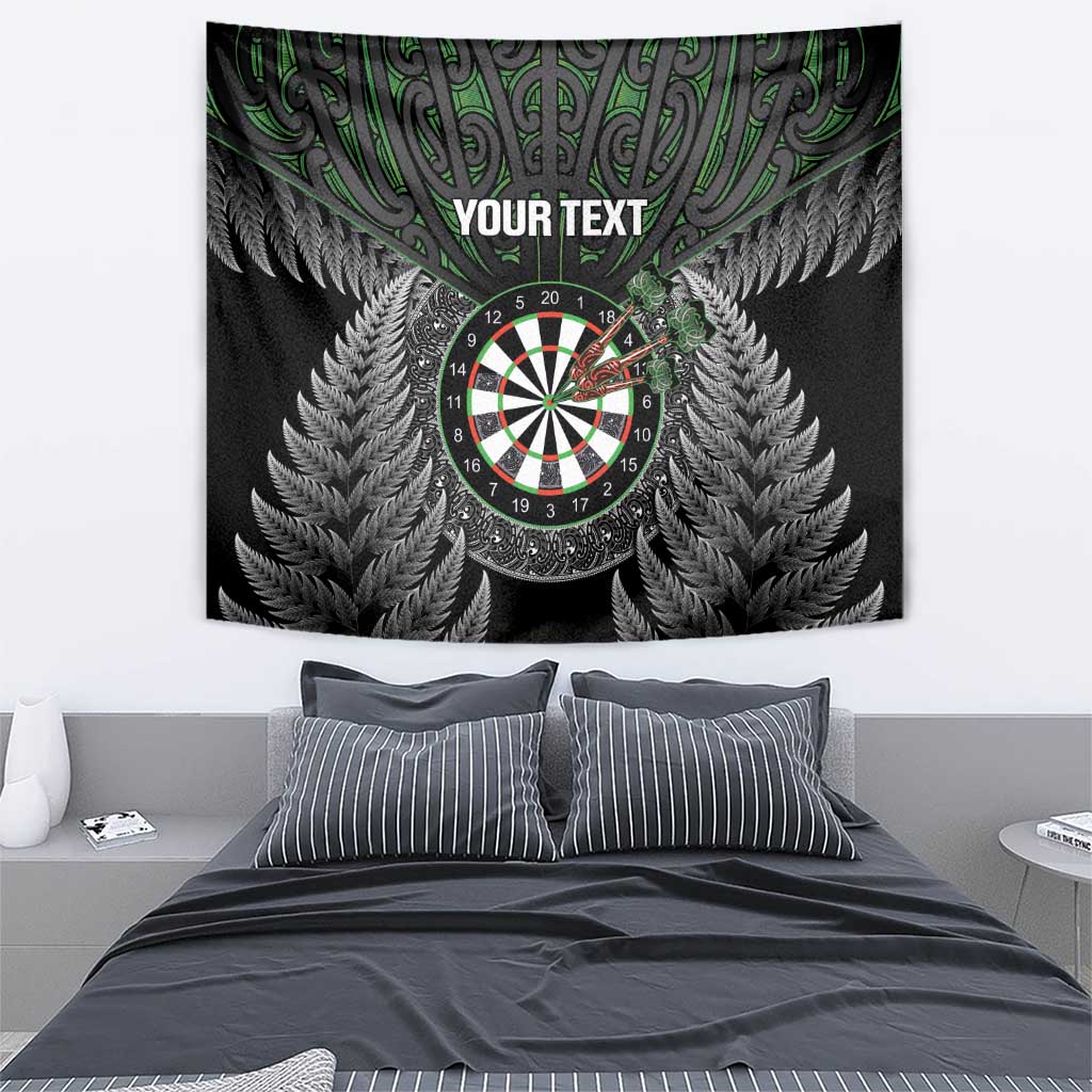 Personalised New Zealand Darts Tapestry Dartboard Maori Fern Puhoro Art