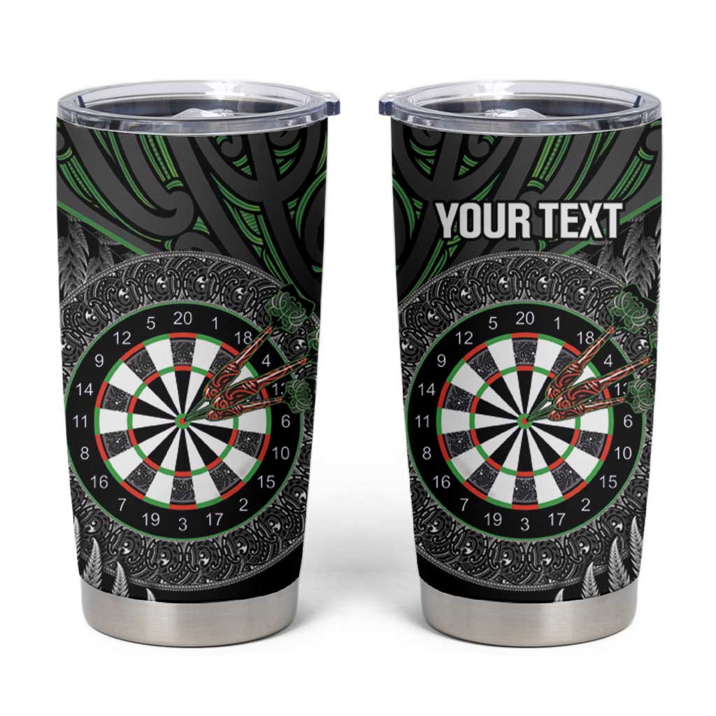 Personalised New Zealand Darts Tumbler Cup Dartboard Maori Fern Puhoro Art