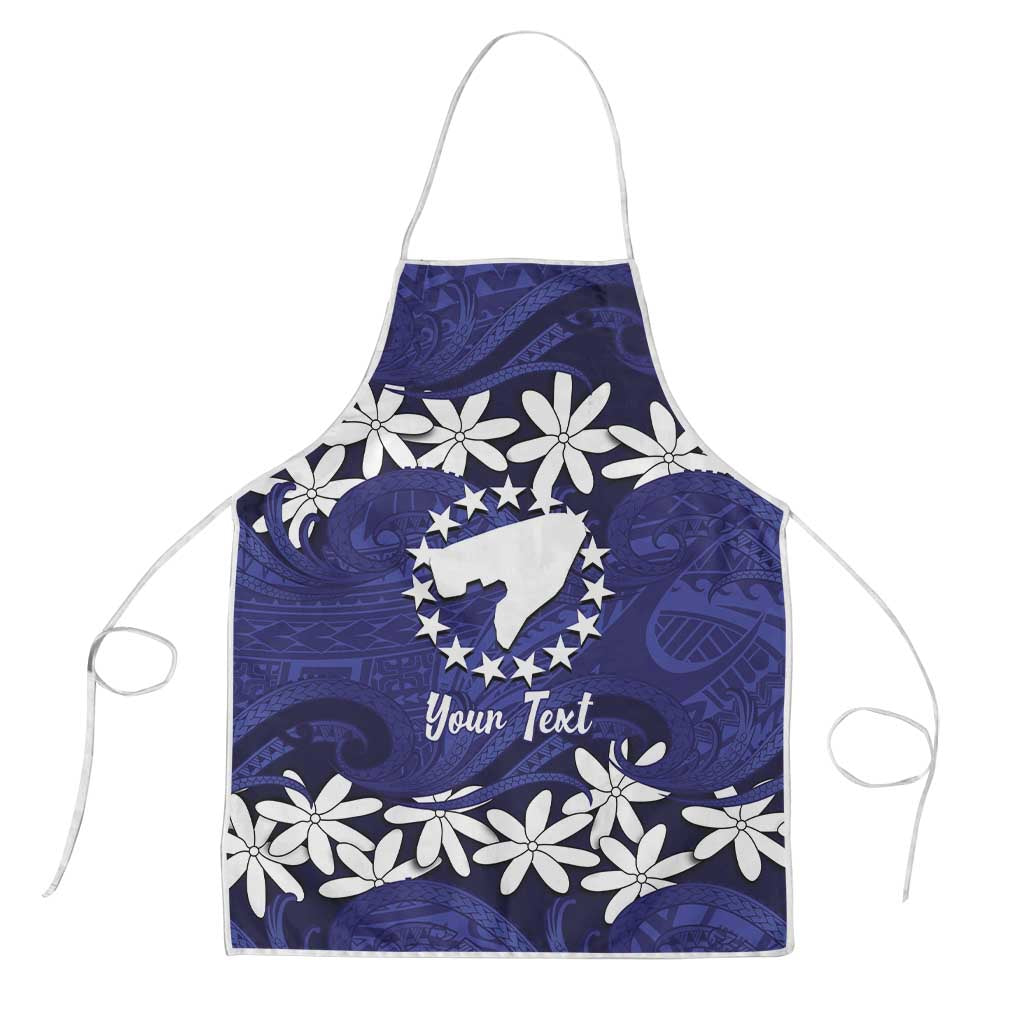 Personalised Cook Islands Pukapuka Apron Tiare Maori Polynesian Waves Tattoo LT14 Blue - Polynesian Pride