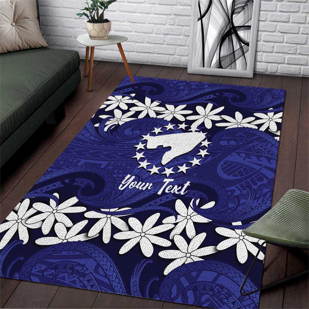 Personalised Cook Islands Pukapuka Area Rug Tiare Maori Polynesian Waves Tattoo